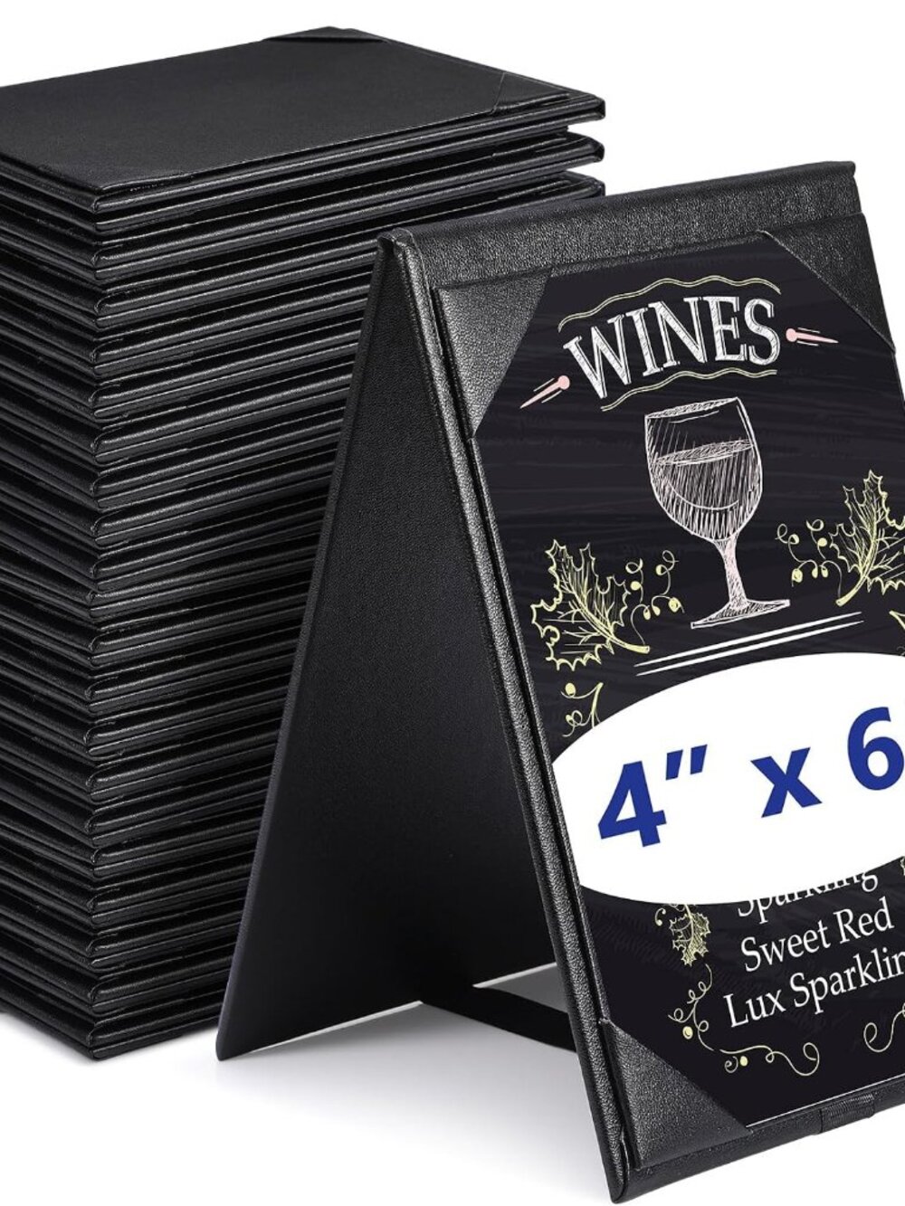 30 Pack Leather Table Tents Double Sided Menu Holders, 4 x 6 Inch